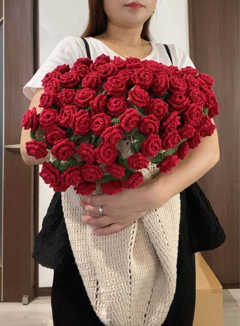 バラの花束ブランケット直径105cm，75本の大きなバラ，ストール