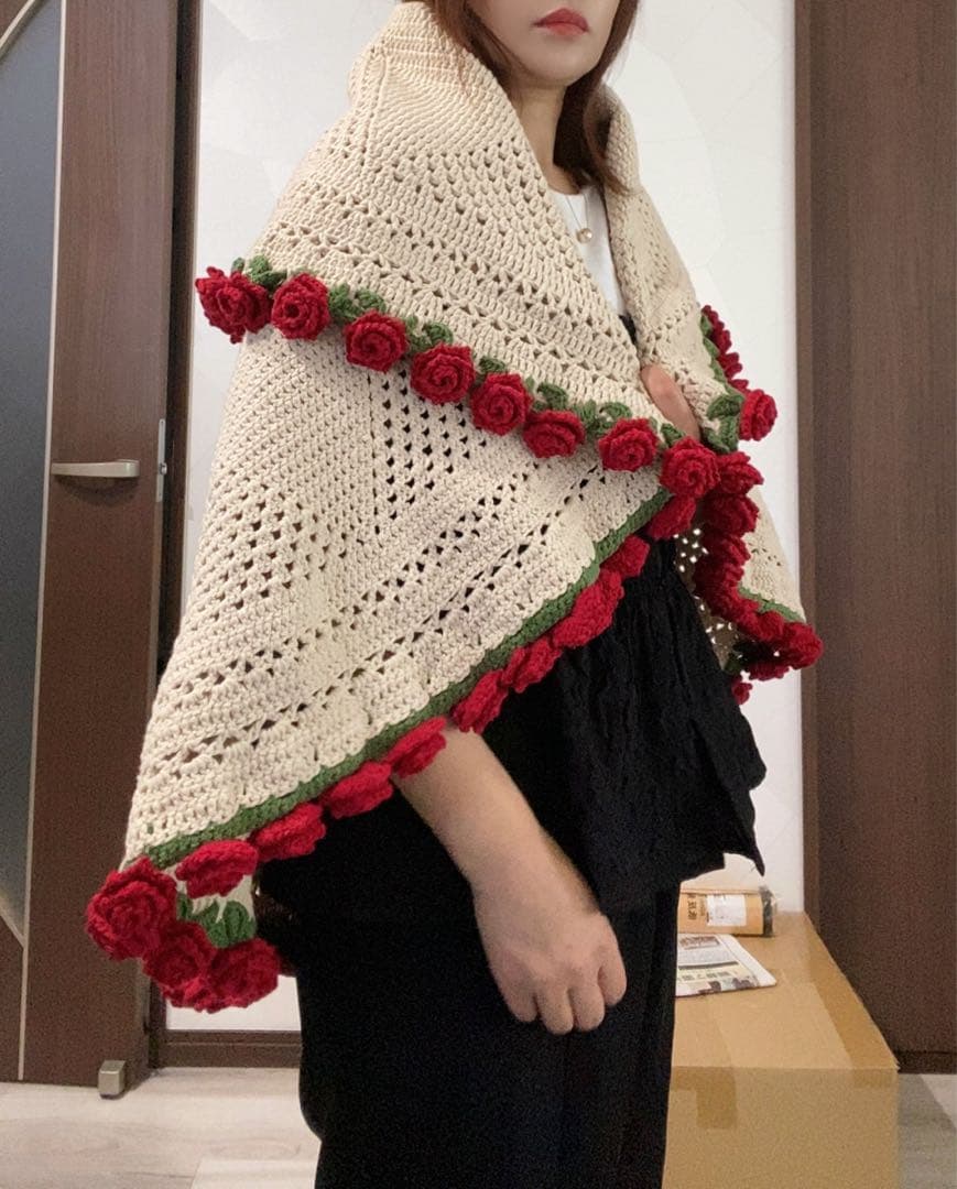 バラの花束ブランケット直径105cm，75本の大きなバラ，ストール