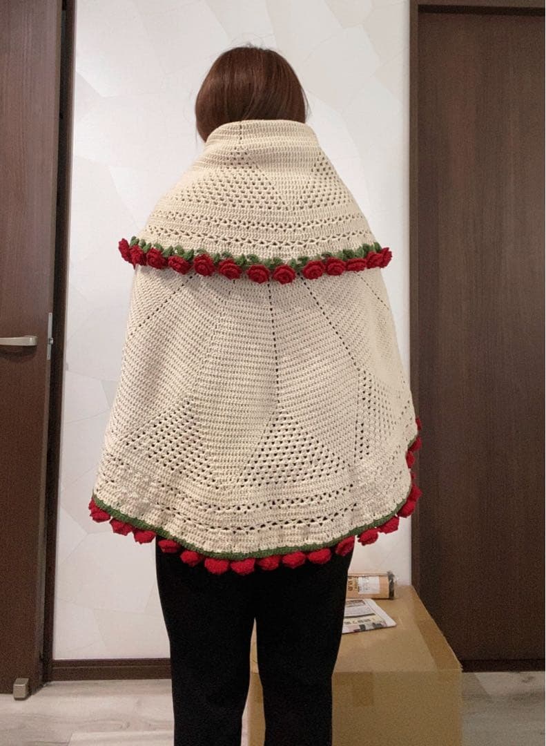 バラの花束ブランケット直径105cm，75本の大きなバラ，ストール