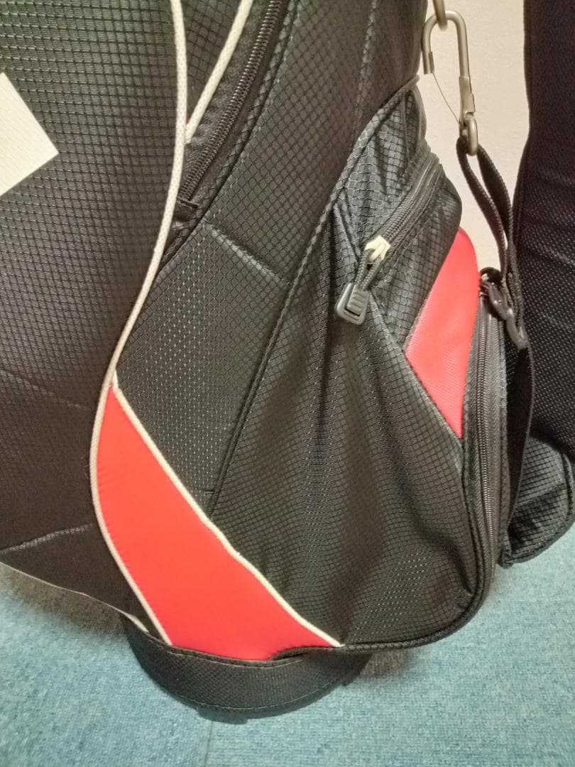 ★美品★adidas★アディダス★軽量ナイロン★キャディバッグ★9型★黒/赤★