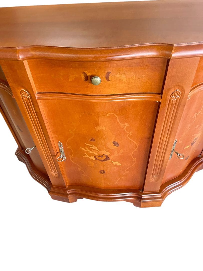 HR563 イタリア 象嵌細工 コンソールキャビネット 鍵3本付 サイドボード