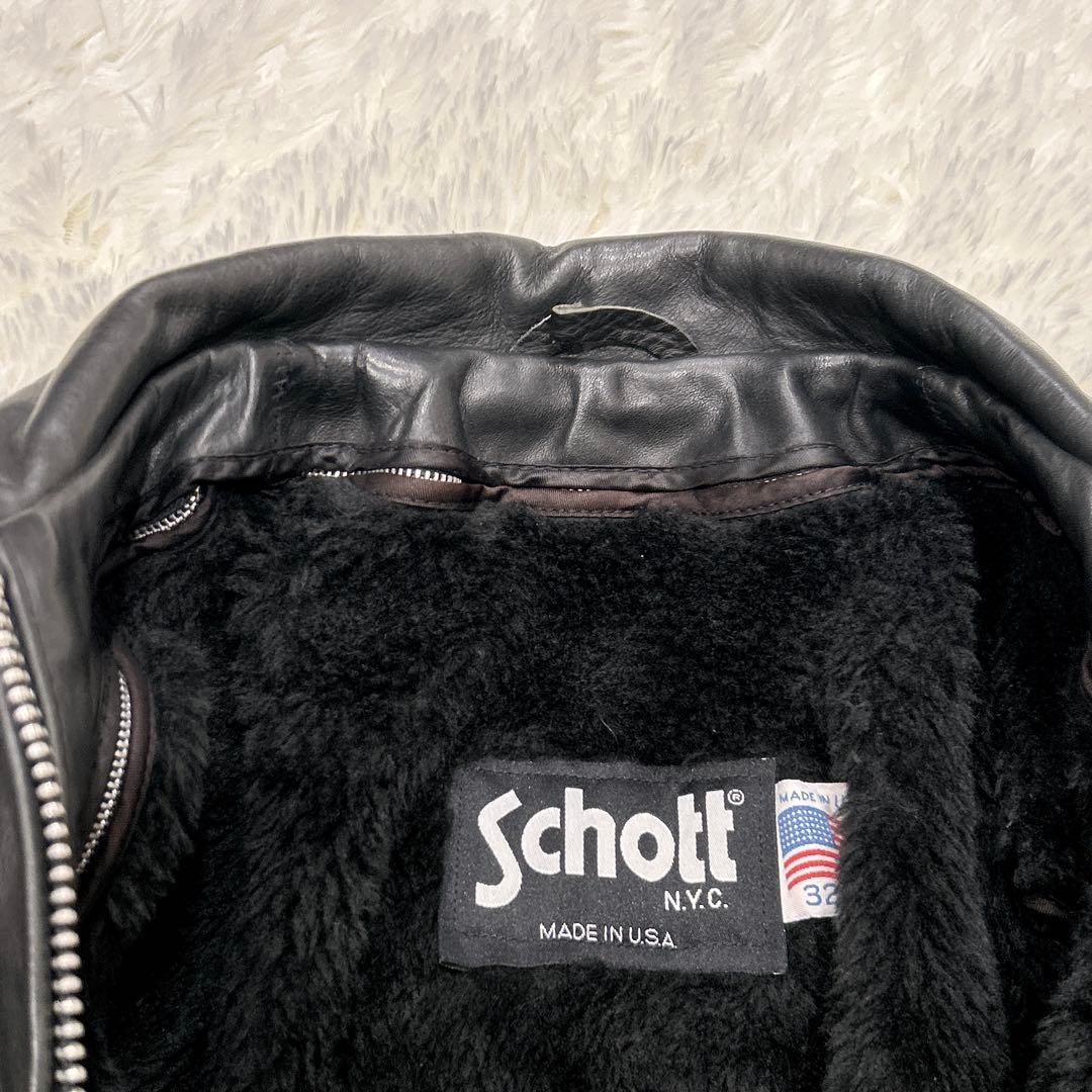 Schott ショット レザージャケット牛革 32 シングルライダース 黒USA