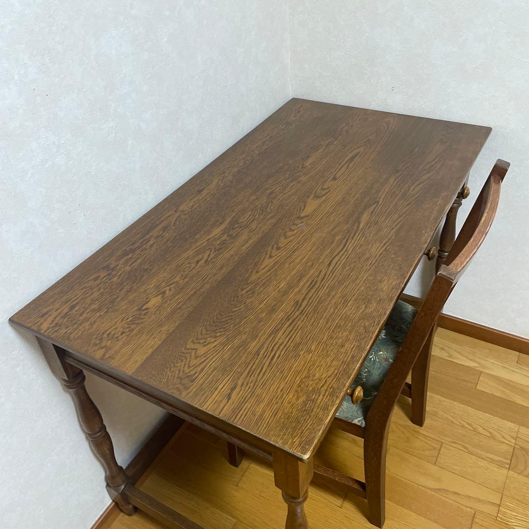 【美品】葉山ガーデン 葉山家具 クラシック ナラ材 一枚板 学習机 デスク104
