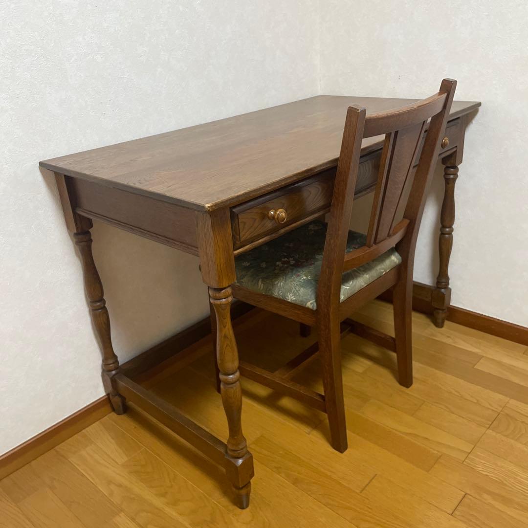 【美品】葉山ガーデン 葉山家具 クラシック ナラ材 一枚板 学習机 デスク104