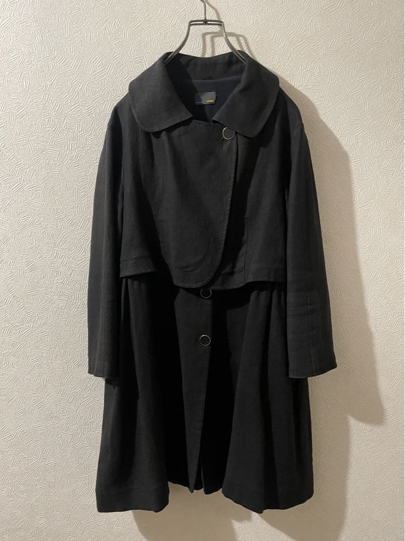 イタリア製 FENDI リネン トレンチ コート / フェンディ フレア