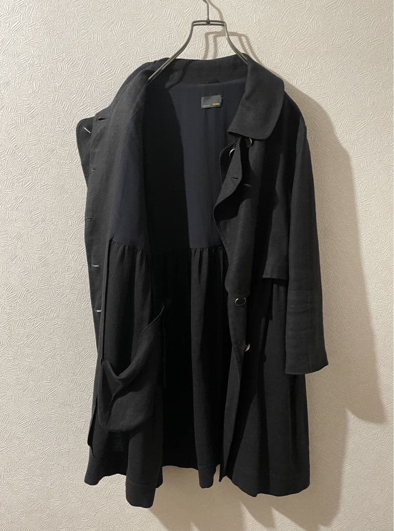 イタリア製 FENDI リネン トレンチ コート / フェンディ フレア