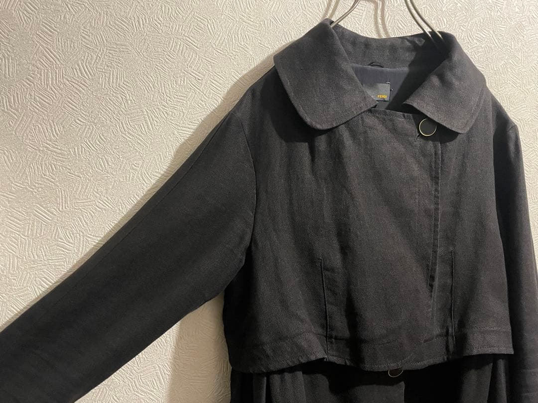 イタリア製 FENDI リネン トレンチ コート / フェンディ フレア