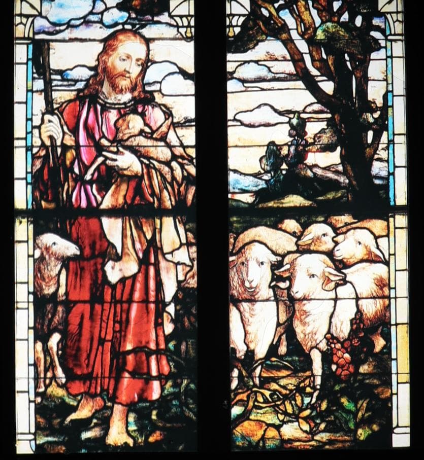 イエス・キリスト 善き羊飼い ヴィンテージ・ステンドグラス アメリカ製 教会