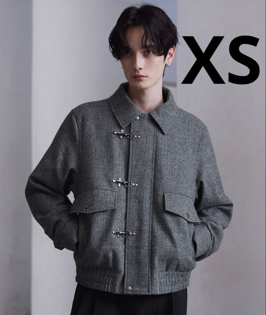 CLEL ウールブレンド ヘリンボーンツイードファイヤーマンブルゾン XS