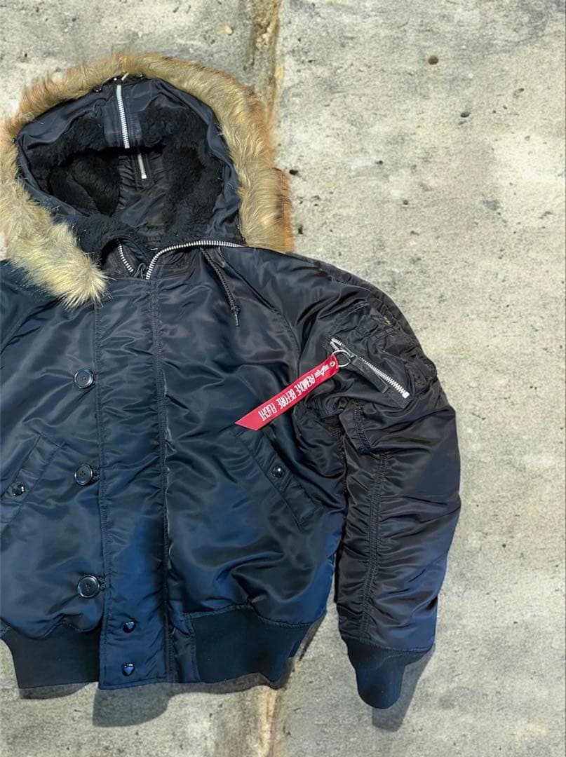 ALPHA N-2B フライトジャケット M 黒 ファー着脱可能 アルファ