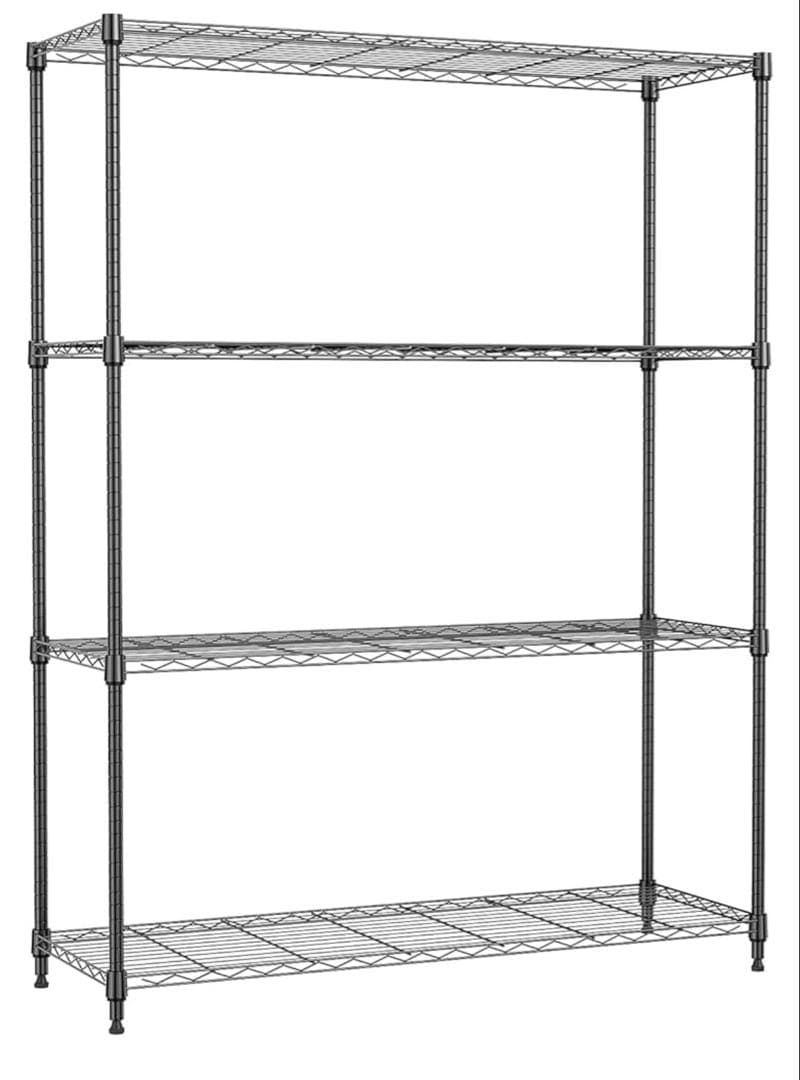 IZEUK スチールラック 4段 高さ伸縮メッシュ 収納棚 防錆加工 パイプ棚