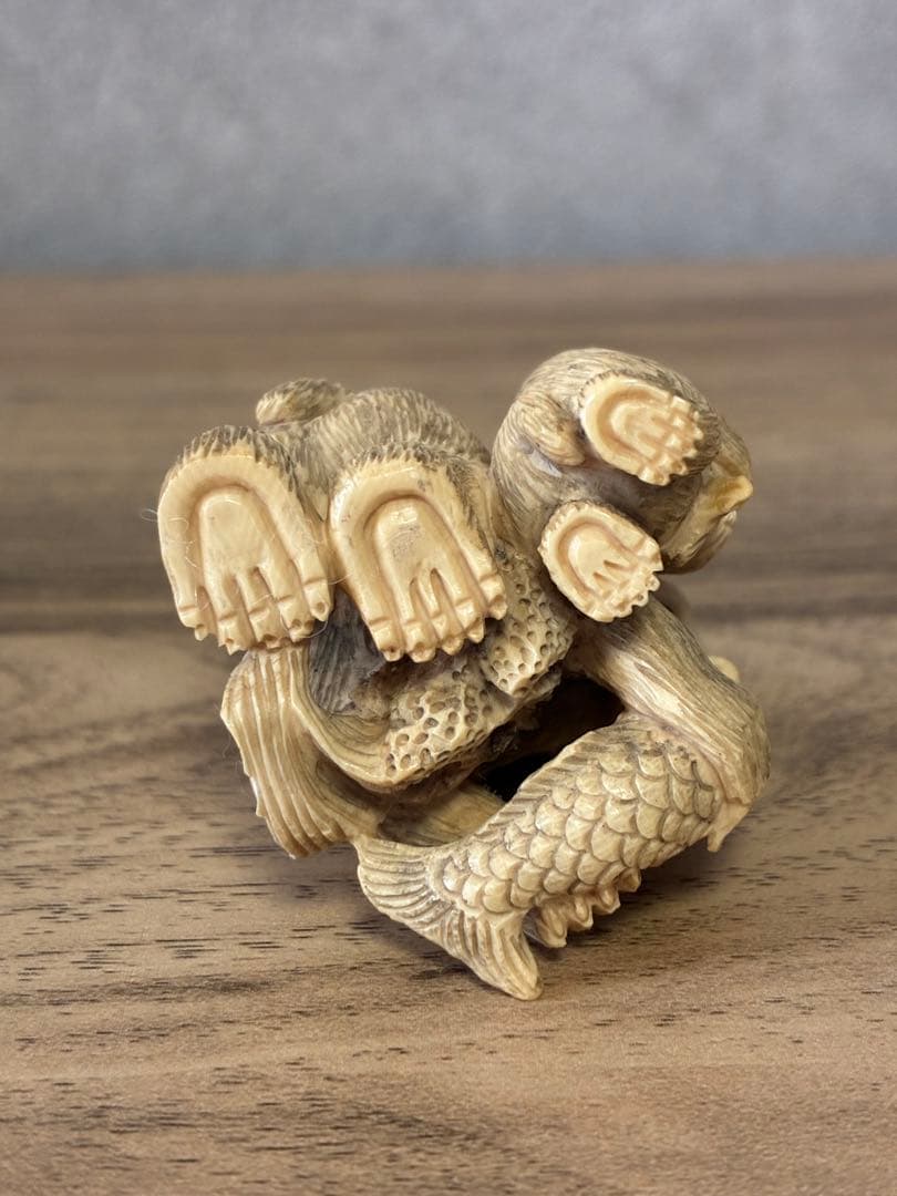 熊の親子　根付け