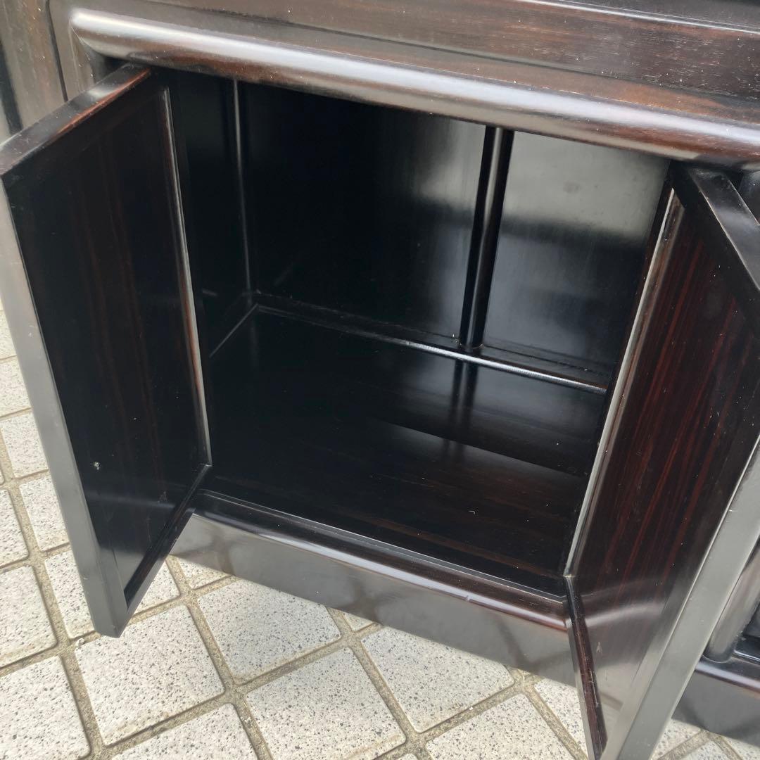 唐木家具 紫檀 茶箪笥 飾り棚 中国骨董 李朝 唐草透彫り サイドボード 古家具