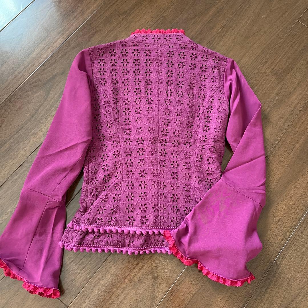 SONIA JOHNES ワイン×濃ピンクレース　フラメンコ衣装