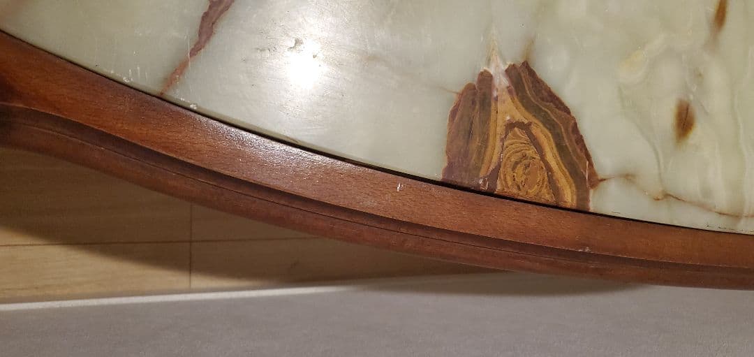 【イタリア製】天然石グリーンオニキス センターテーブル 猫脚 大理石