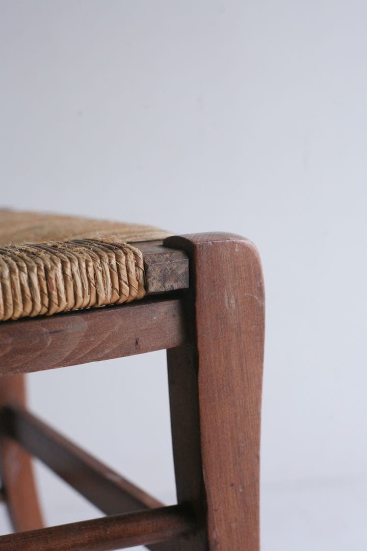 【SALE品】　フランス　ラッシュ編みチェア　無垢材　ダイニングチェア　古家具