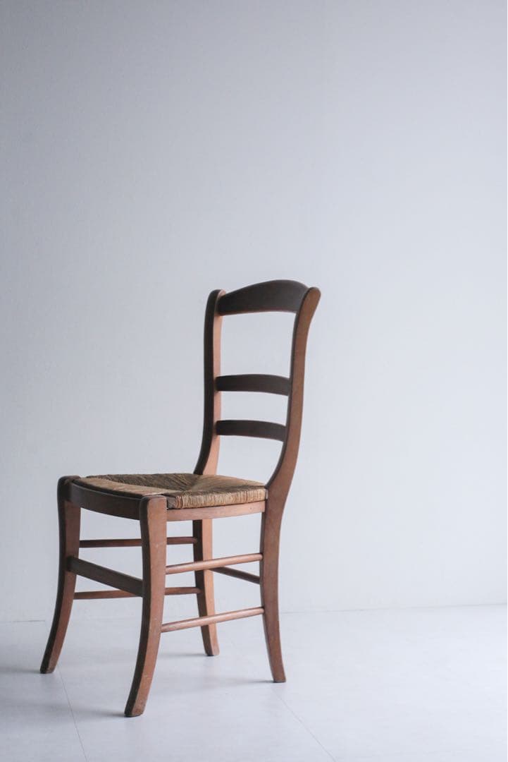 【SALE品】　フランス　ラッシュ編みチェア　無垢材　ダイニングチェア　古家具