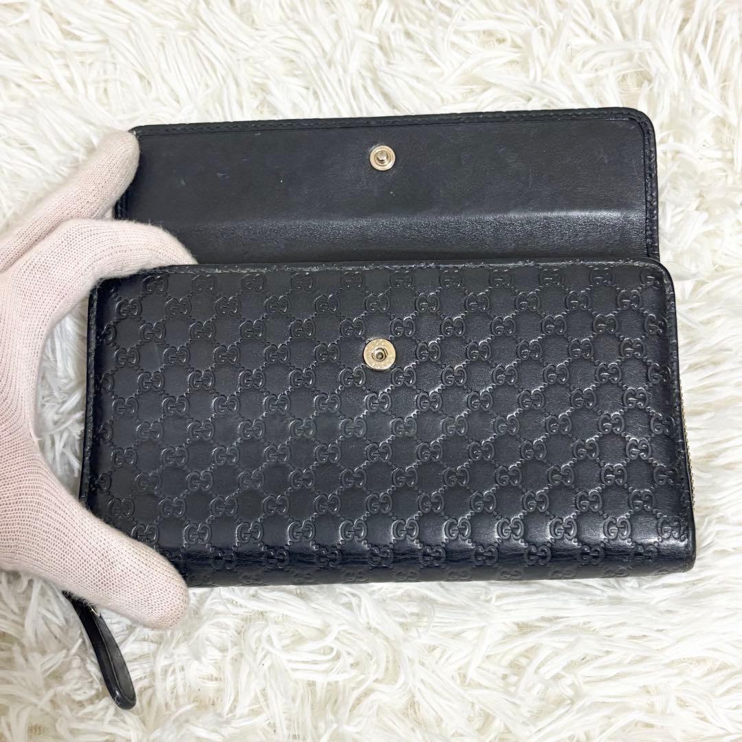 極美品✨グッチ　長財布　オーガナイザー　マイクロシマ　ラウンドファスナー