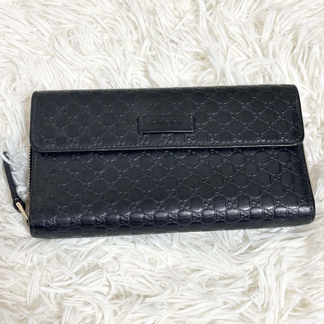 極美品✨グッチ　長財布　オーガナイザー　マイクロシマ　ラウンドファスナー