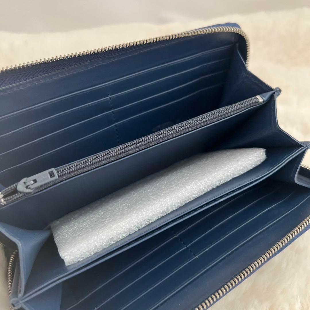 高級 クロコダイル crocodile 長財布 クロコ財布 男女兼用 ネイビー