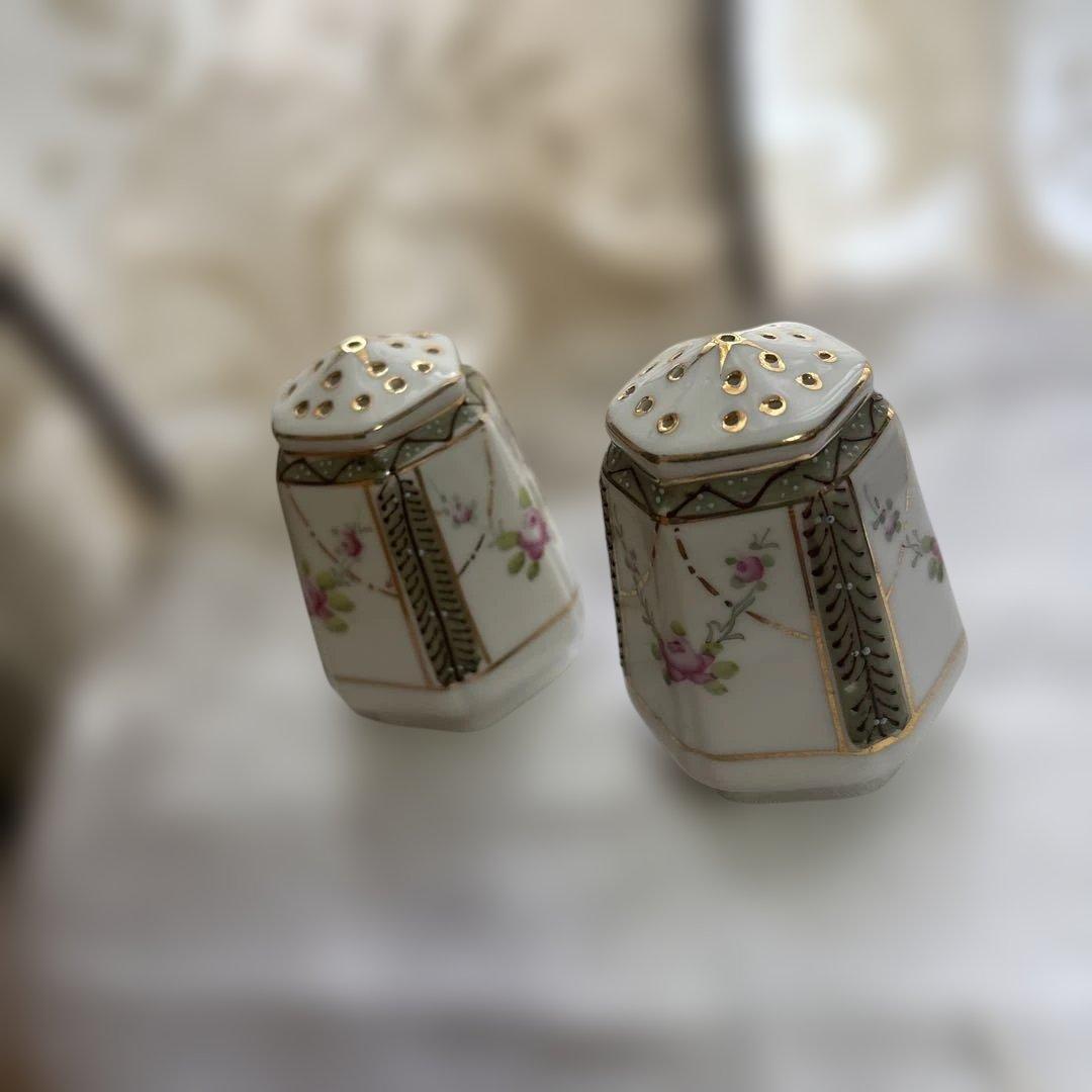 超貴重オールドノリタケ食卓セットトレースプーン付き入れ物つまようじ入れ塩胡椒