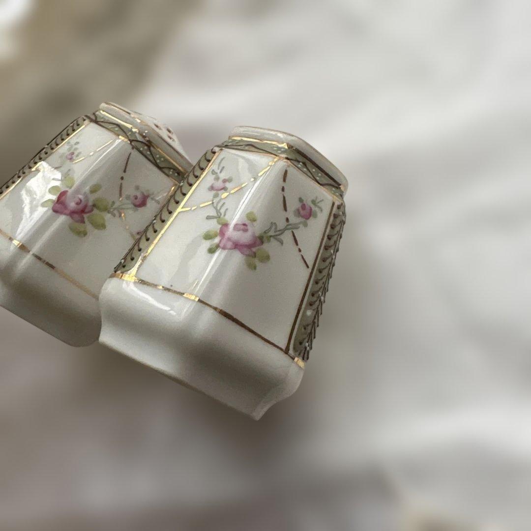 超貴重オールドノリタケ食卓セットトレースプーン付き入れ物つまようじ入れ塩胡椒