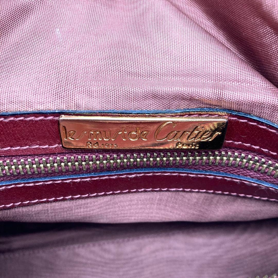 カルティエ ミニボストンバッグ マストライン ハンドバッグ ボルドー 自立