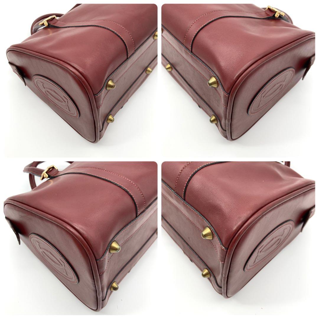 カルティエ ミニボストンバッグ マストライン ハンドバッグ ボルドー 自立