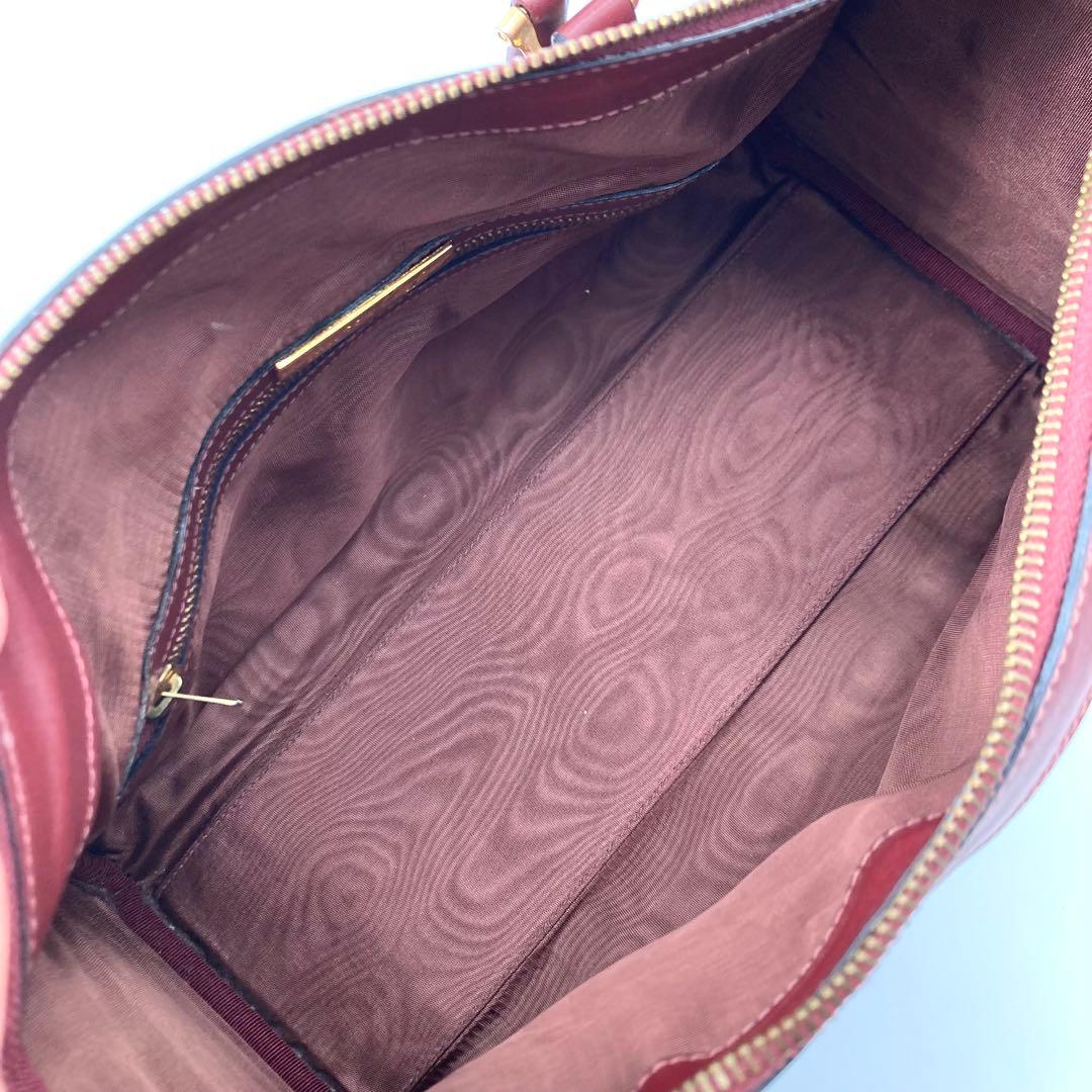 カルティエ ミニボストンバッグ マストライン ハンドバッグ ボルドー 自立