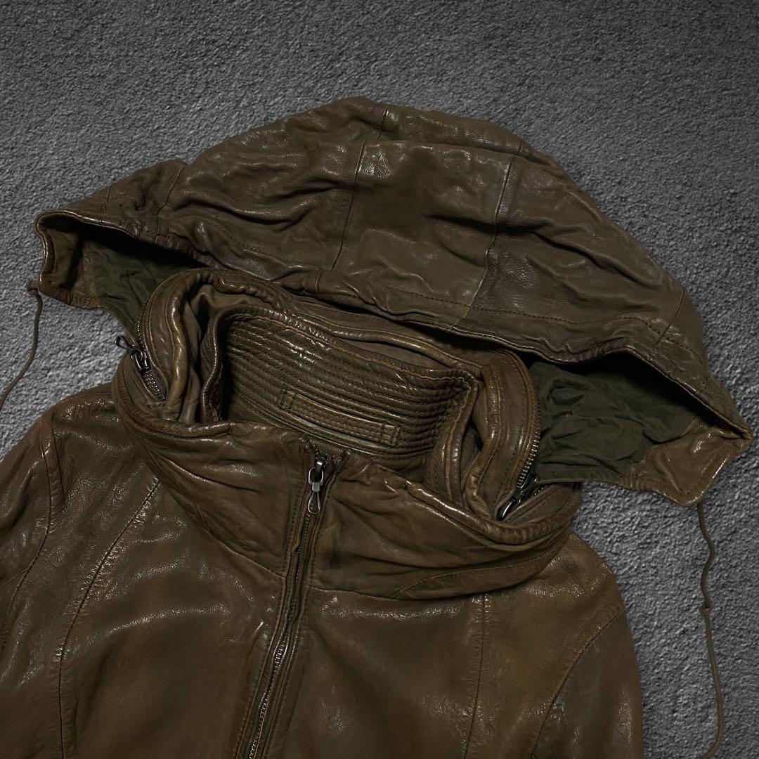 ジャケット・アウター goa Bono big hooded leather jacket