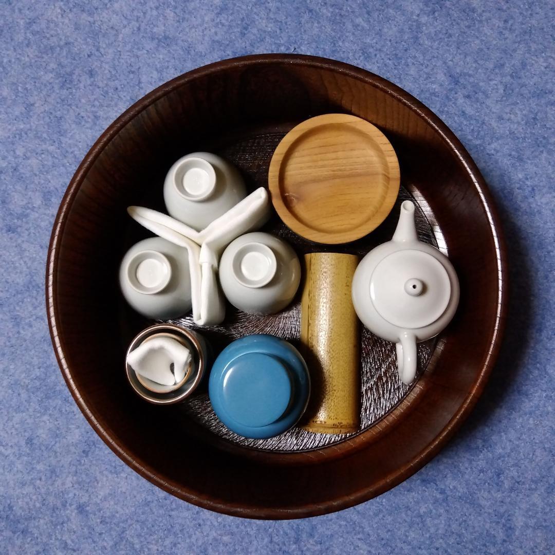 小川流煎茶「茶櫃一式」茶瓶 瓶承 茶壺 巾筒 茶則 茶碗 茶托 煎茶器 煎茶道具