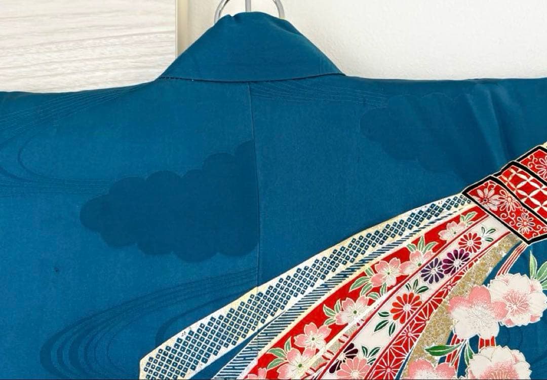 子供 七五三 着物 青 女の子 旭縫製　着物・長襦袢セット