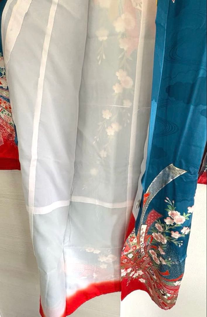 子供 七五三 着物 青 女の子 旭縫製　着物・長襦袢セット