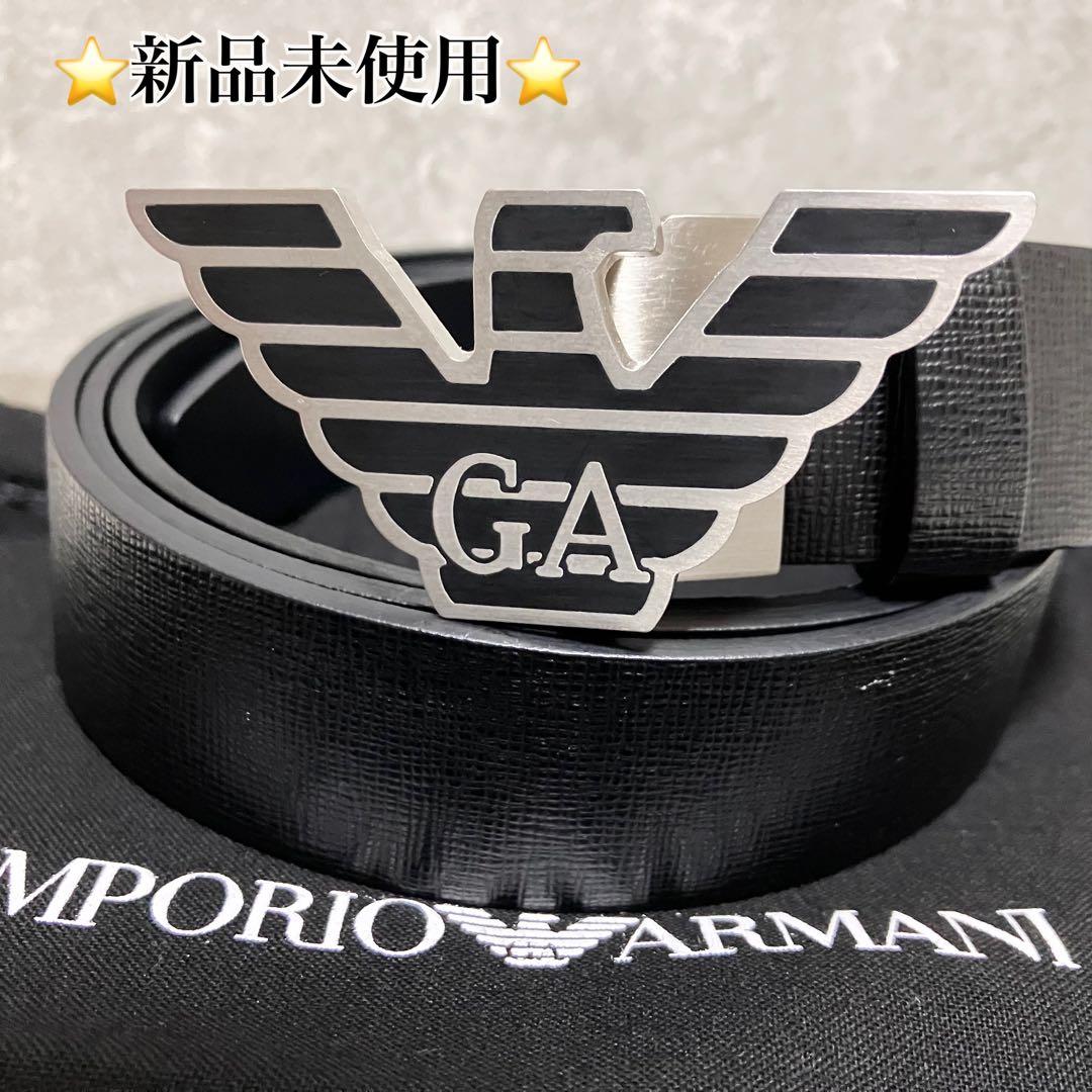【新品未使用】　エンポリオアルマーニ　ベルト　イーグルバックル　レザー　ブラック