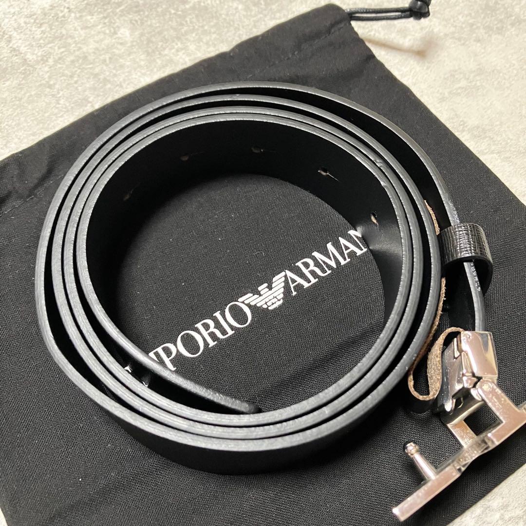 【新品未使用】　エンポリオアルマーニ　ベルト　イーグルバックル　レザー　ブラック