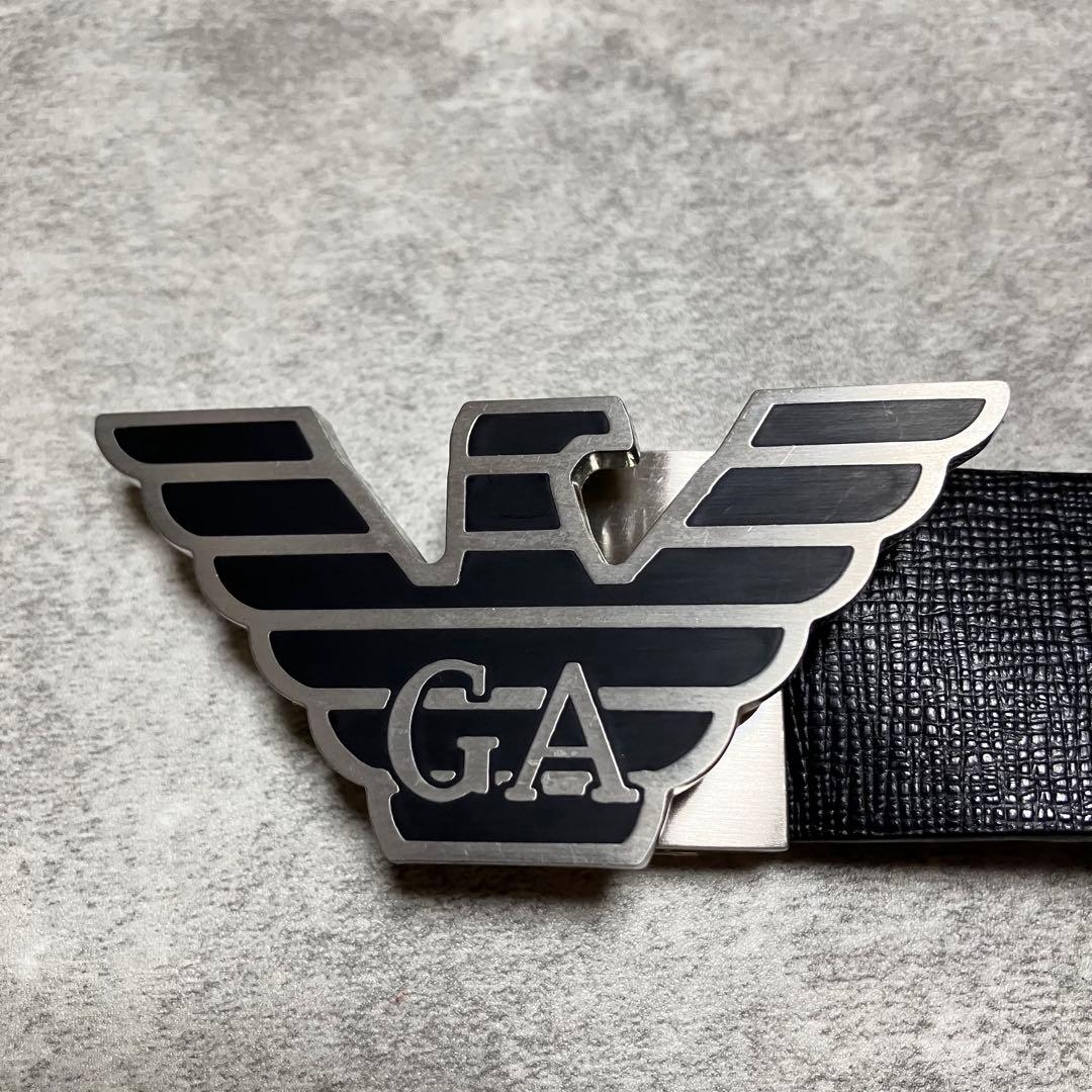 【新品未使用】　エンポリオアルマーニ　ベルト　イーグルバックル　レザー　ブラック