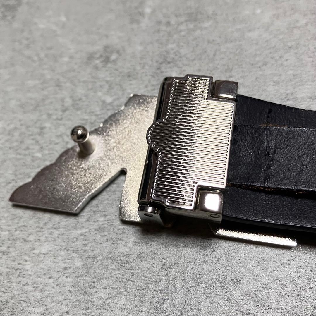 【新品未使用】　エンポリオアルマーニ　ベルト　イーグルバックル　レザー　ブラック