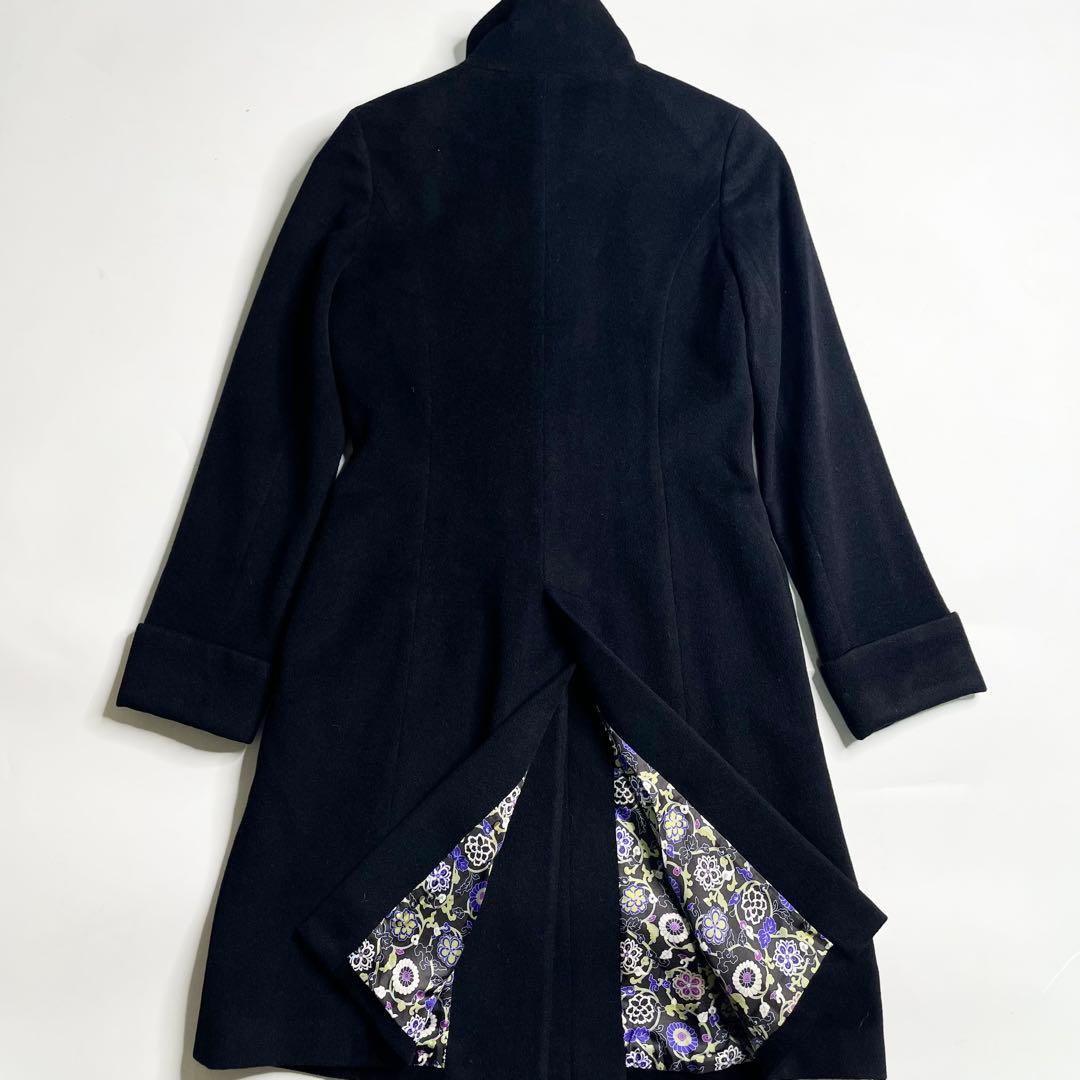 ヴィヴィアンタム 裏地花柄 アンゴラ ブラック チャイナコート