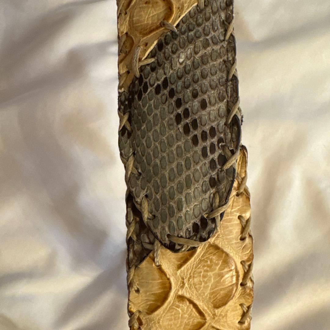 【希少・本革】パイソンレザー ベルト ヘビ革 ナチュラルカラー 【イタリア製】