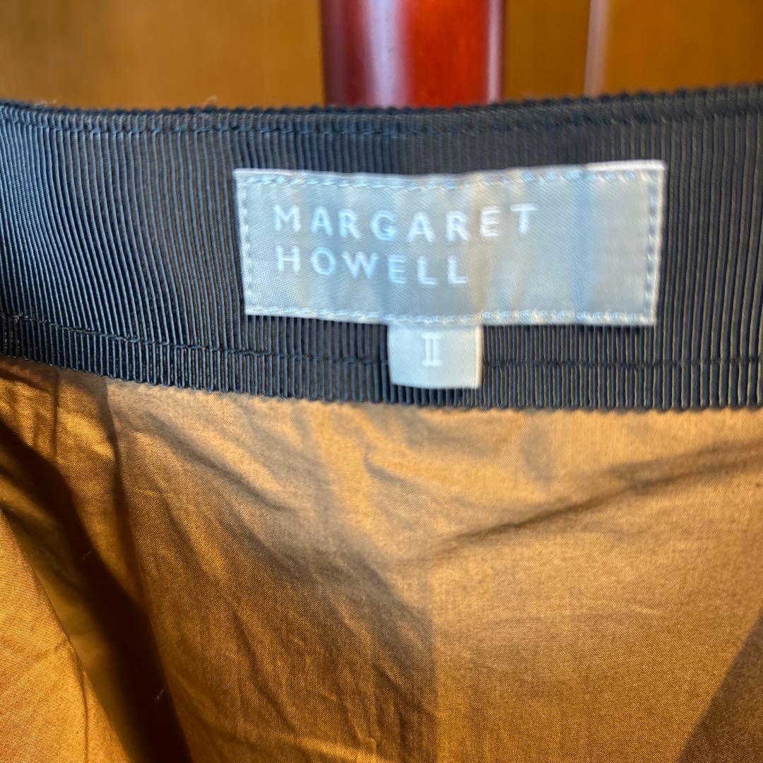 マーガレットハウエル　ブラウン ドット柄 フレアスカート ひざ下丈