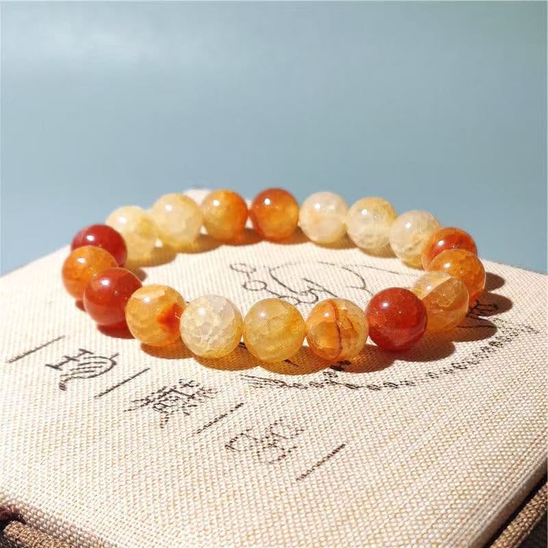天然石オレンジクリームビーズブレスレット