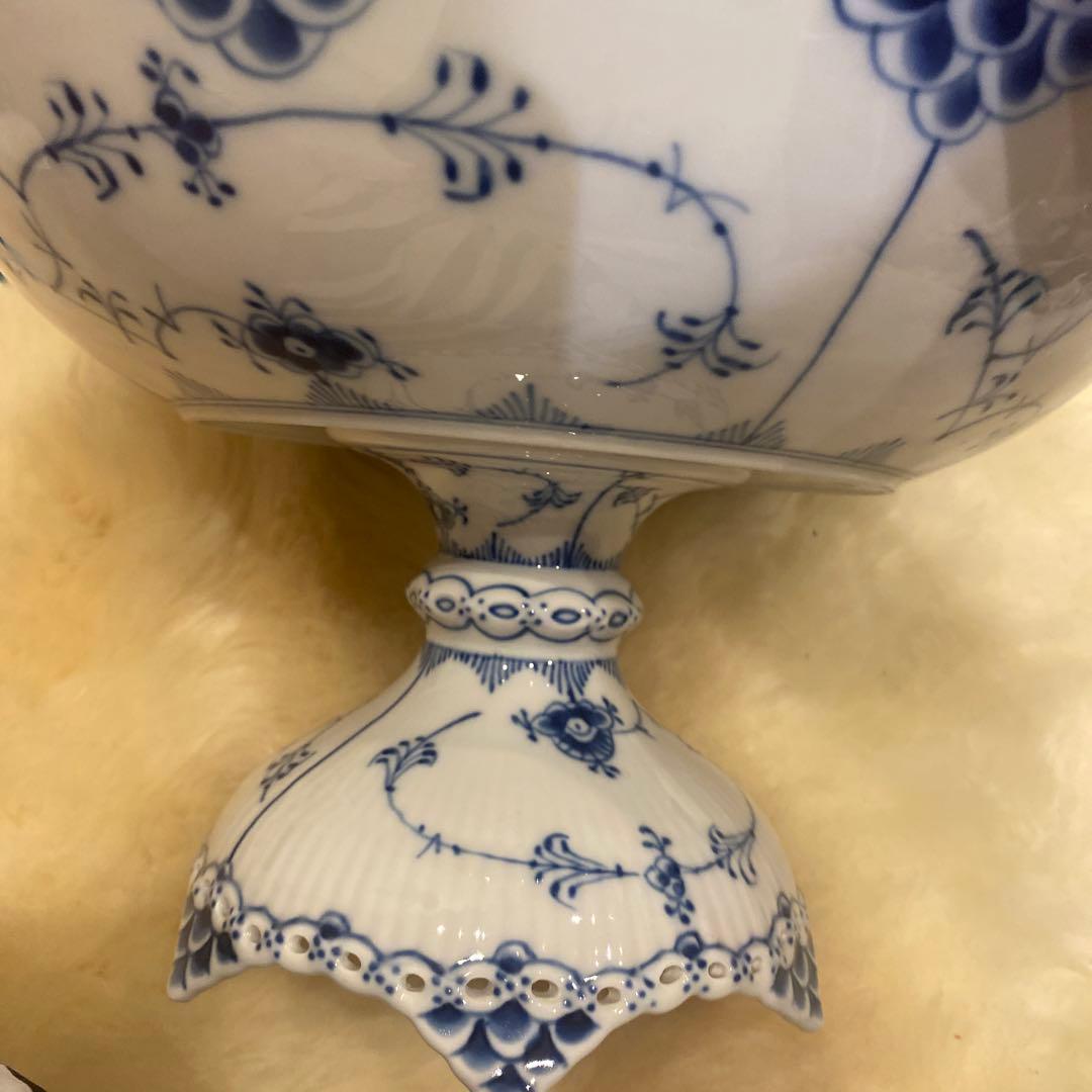 【美品】ロイヤルコペンハーゲン　ブルーフルテッド　フルレース　コンポート1022