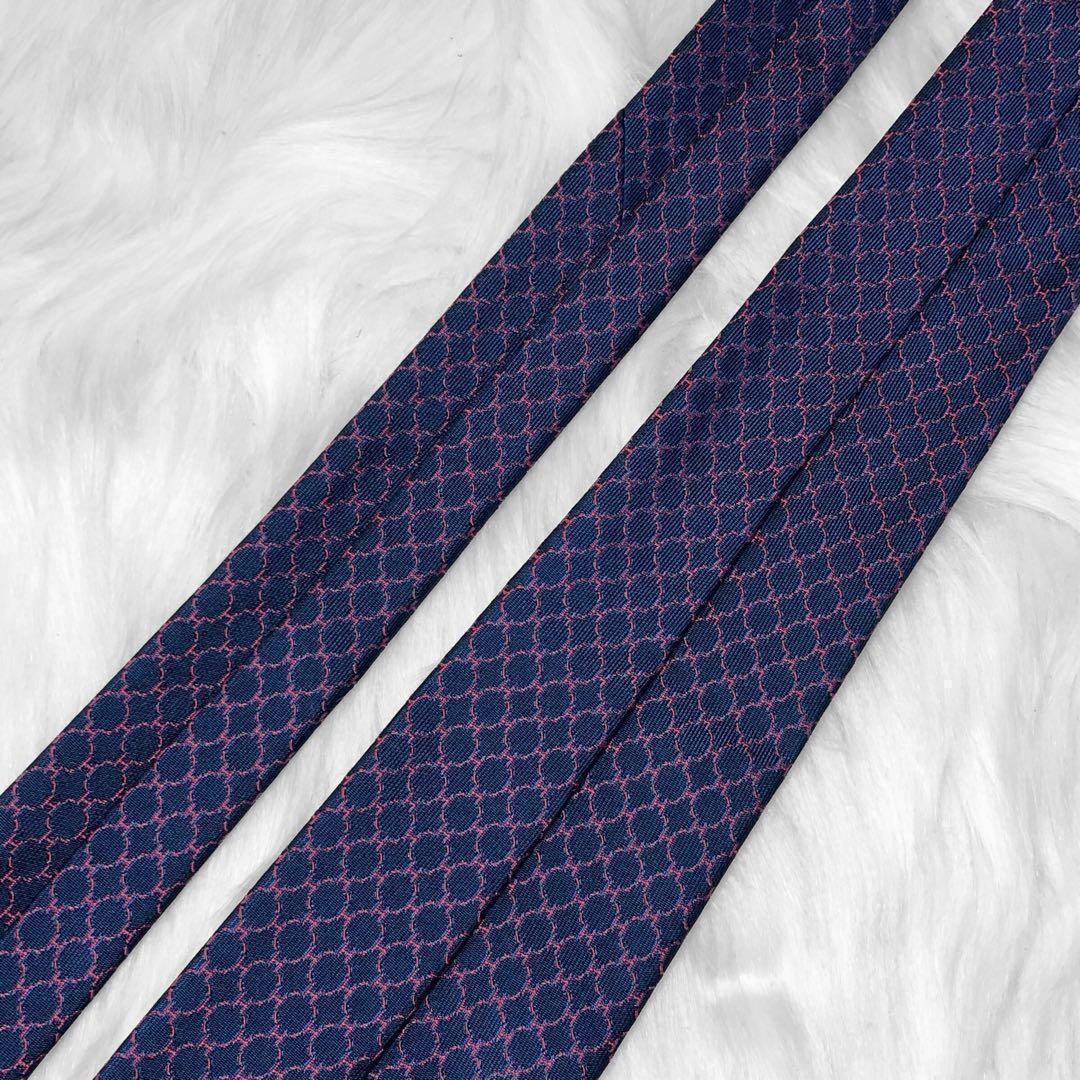 【美品】エルメス ネクタイ H柄 サークル ネイビー ビジネス 成人式 イベント