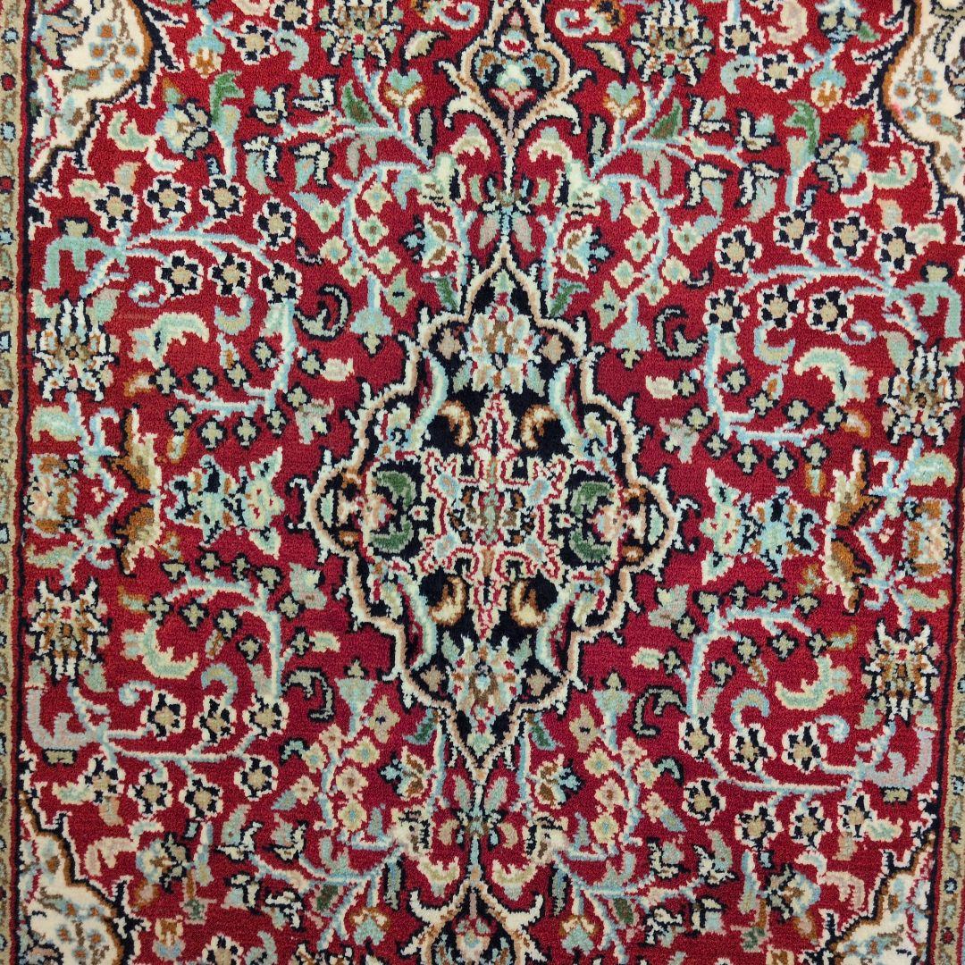 63x95cmカシミール手織りマット(048)インド・パキスタン・ペルシャ