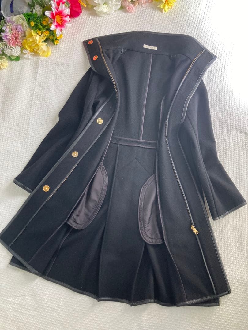EPOCA エポカウール毛アンゴラコート美品希少ロング丈 M金ボタンポケット