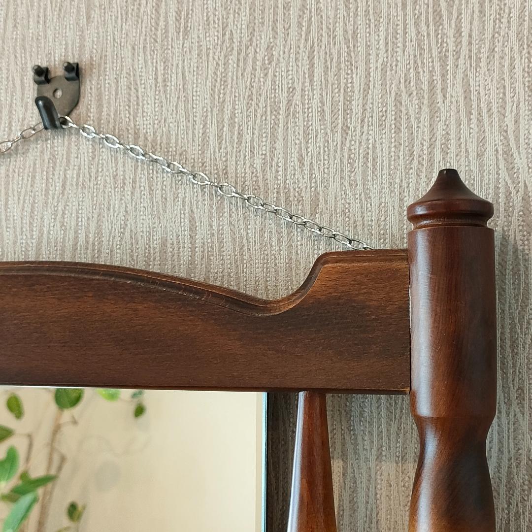 〈美品〉アンティーク　ウォールミラー　フック付き　鏡付きハンガーラック