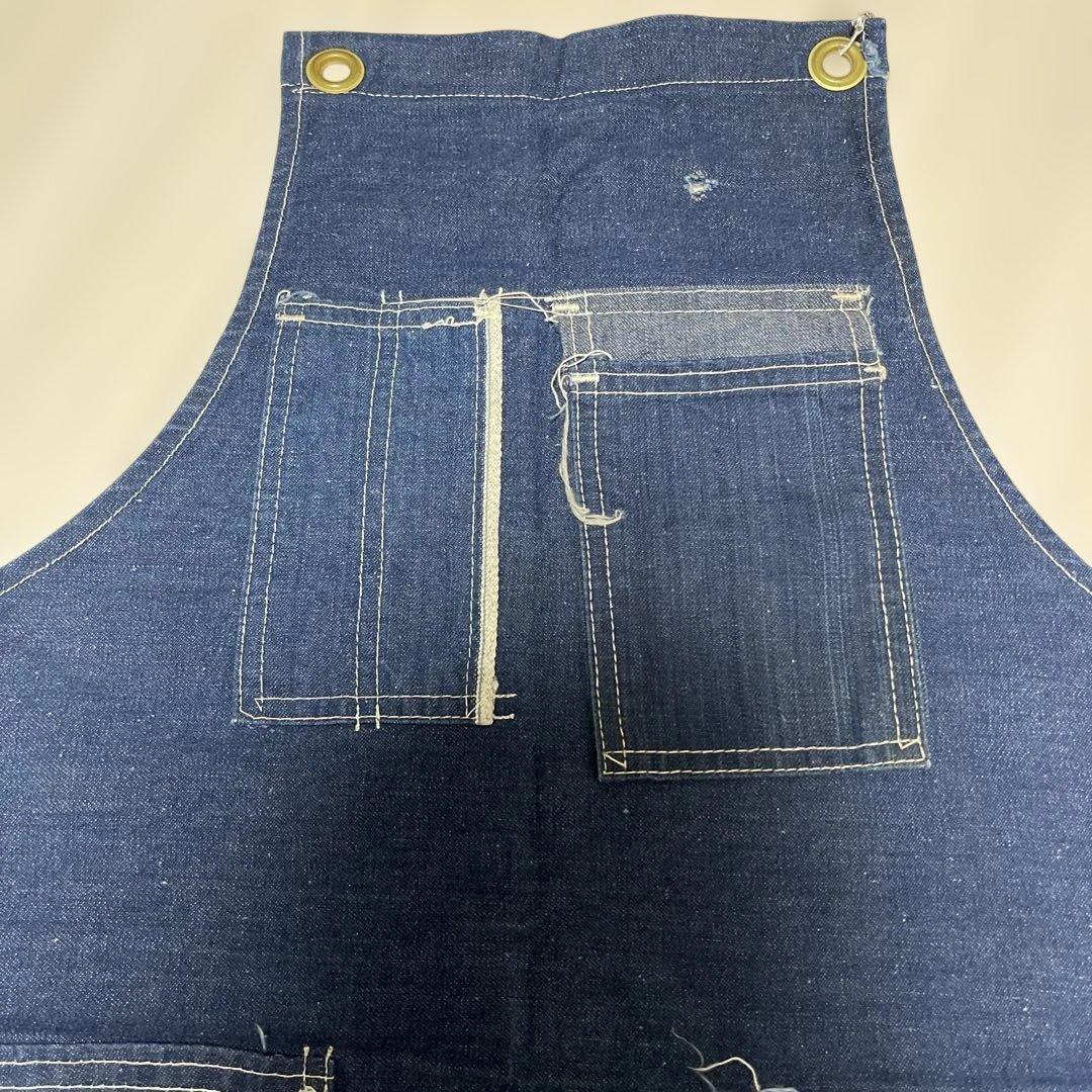 Used 60-70’sデニムエプロン/ワーク/古着 ダークブルー 4ポケット