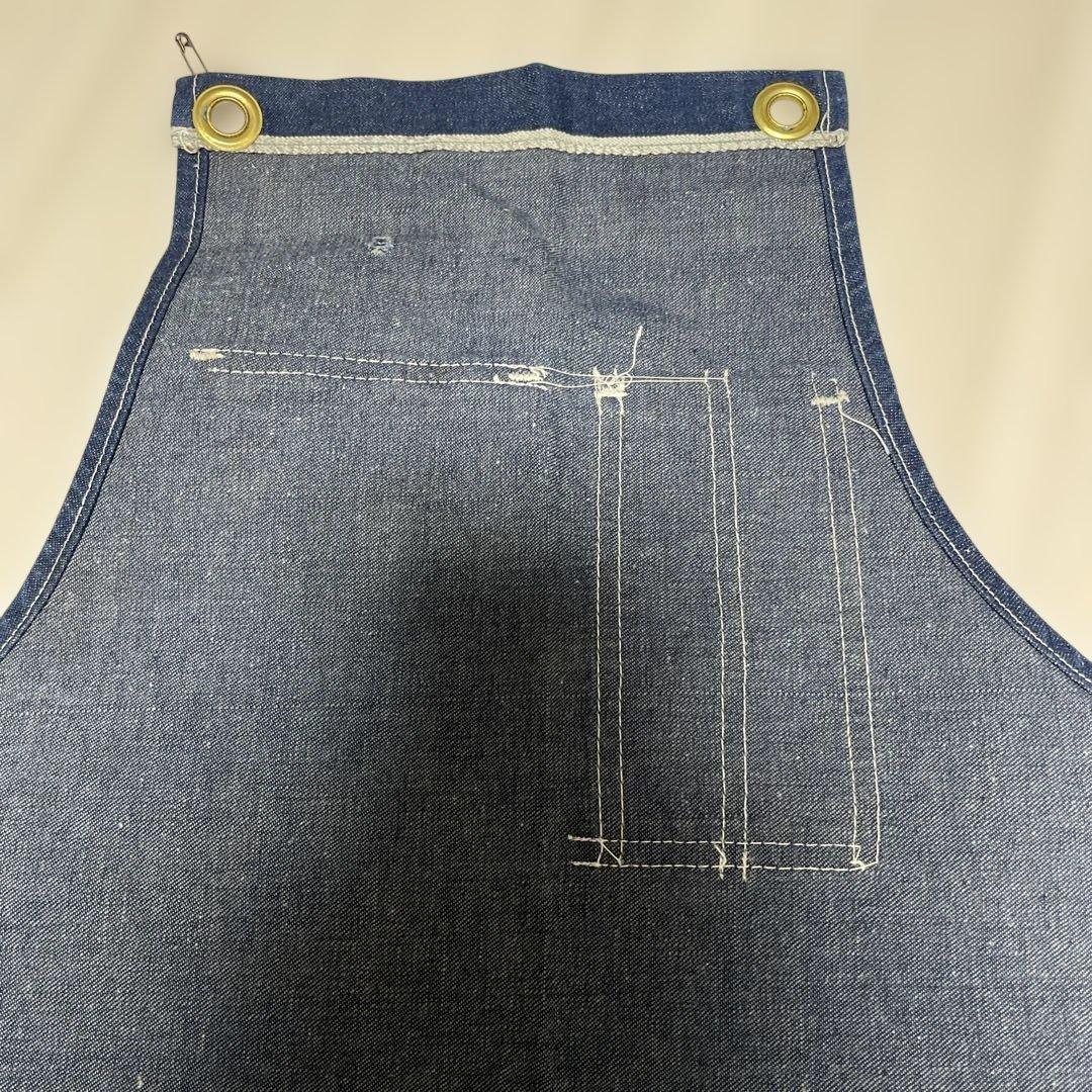 Used 60-70’sデニムエプロン/ワーク/古着 ダークブルー 4ポケット