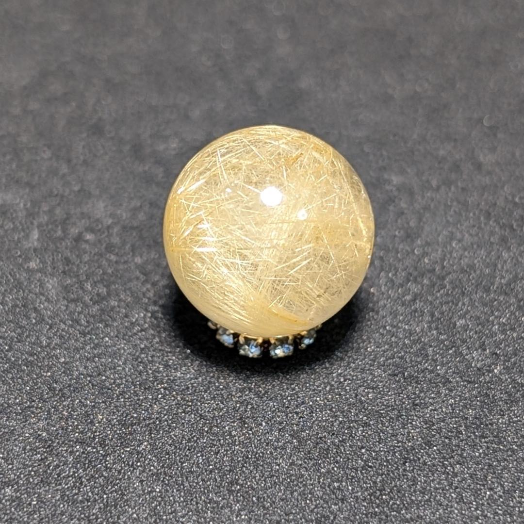 一点物 金色が美しい ゴールドタイチンルチル 13ミリ 極太金針水晶 粒売り