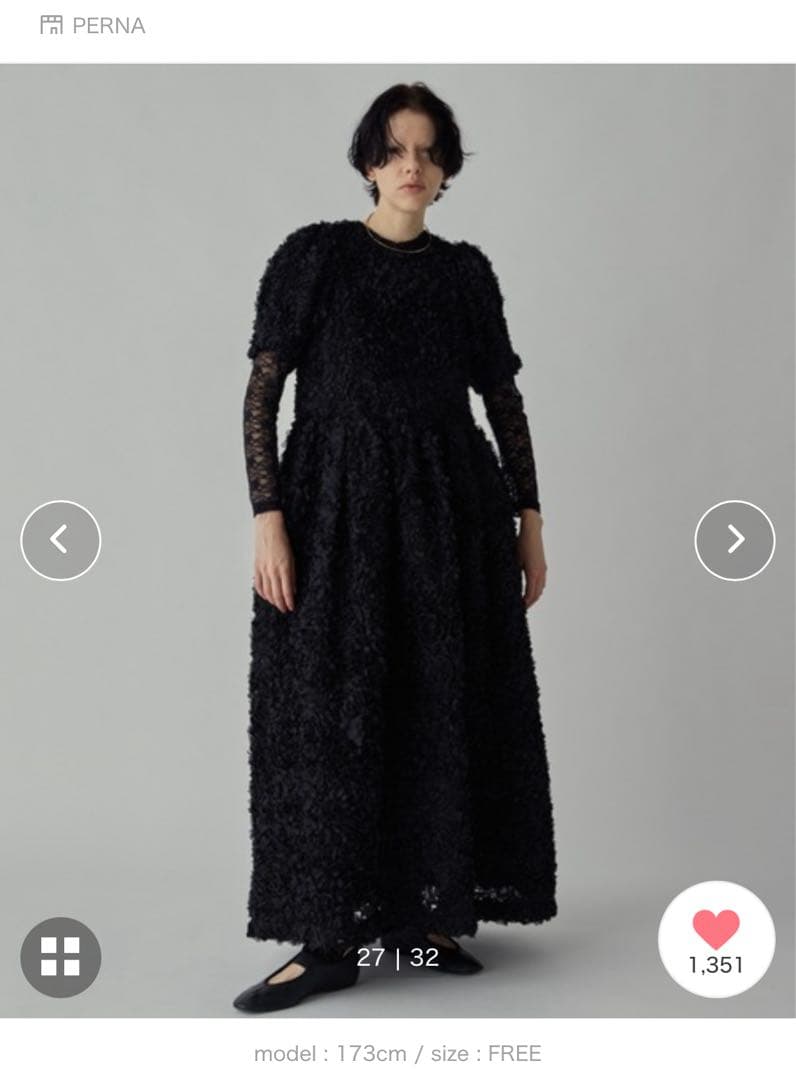 PERNA フラワーオーガンワンピース オケージョンドレス